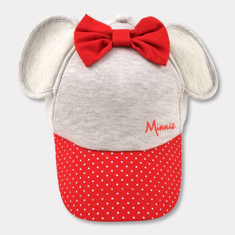 Toddler Girls' Minnie Mouse Baseball Hat - Red/Gray