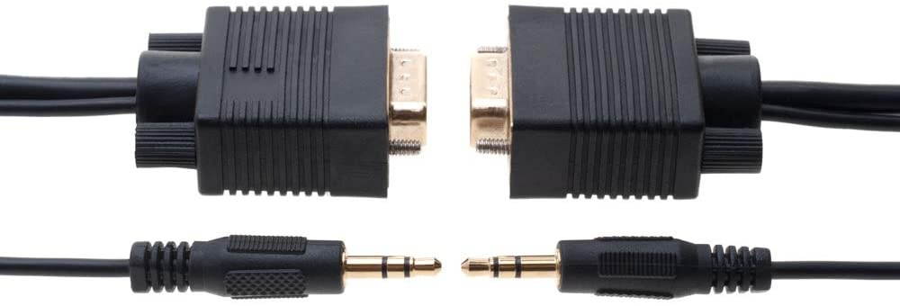 Cables Direct Online 35FT SVGA + Audio Monitor Cable Male to Male 1080P Super VGA Display Cord for PC Projector Laptop TV