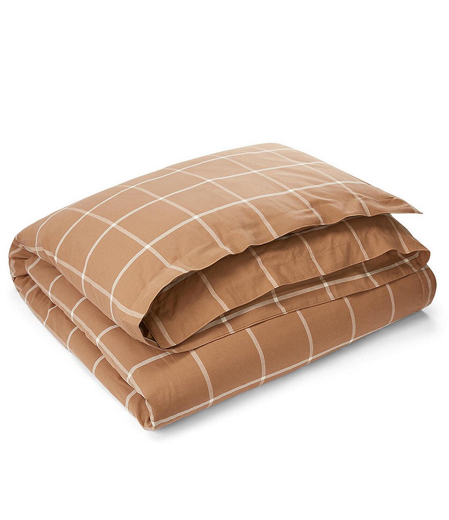 Ralph Lauren Modern Equestrian Windowpane Cotton & Cashmere Duvet Cover