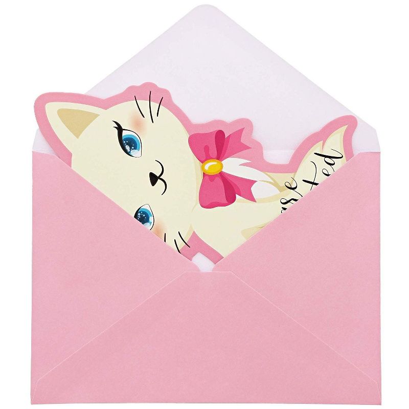 Blue Panda 36-Pack Pink Cat "You Are Invited" Party Invitations Cards with Envelopes for Kids Birthday 5x7 in