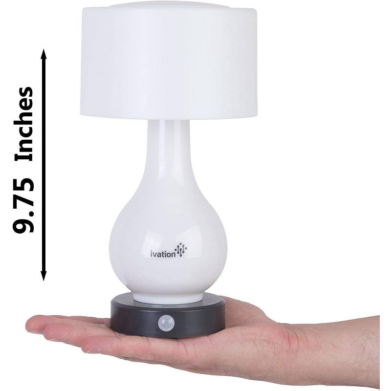 Ivation 6-LED Motion Sensing Small Table Lamp, Multi Zone Light: Body Only, Shade Only, or Both Body & Shade, Continuously White Light