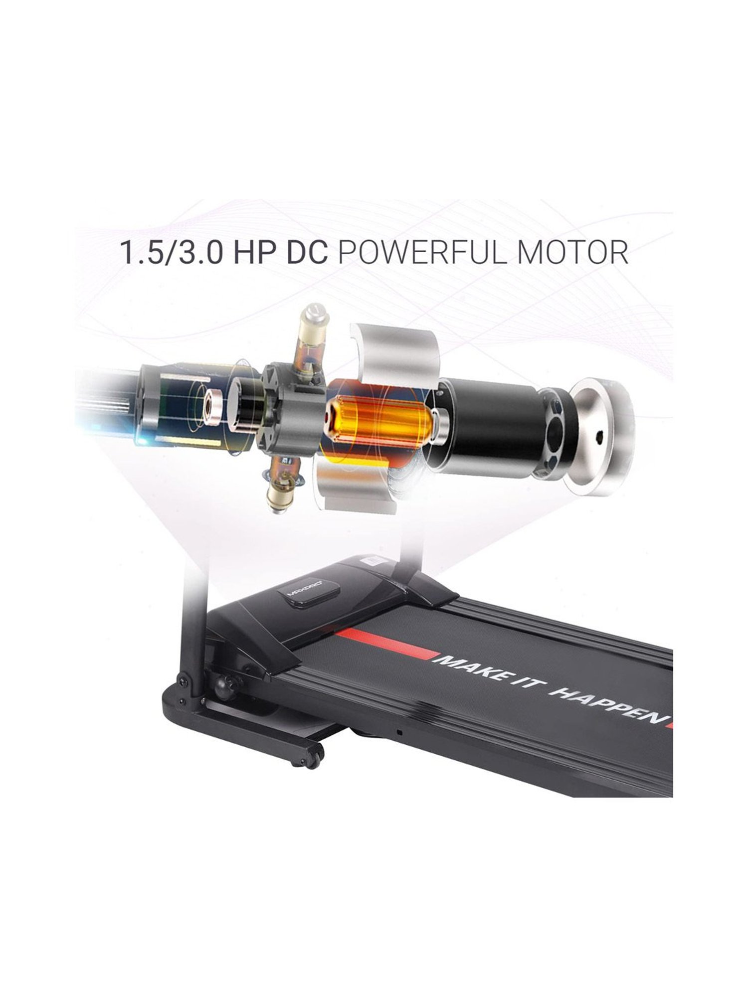 MAXPRO 1.5HP DC Motorized Foldable Treadmill (Core Black)