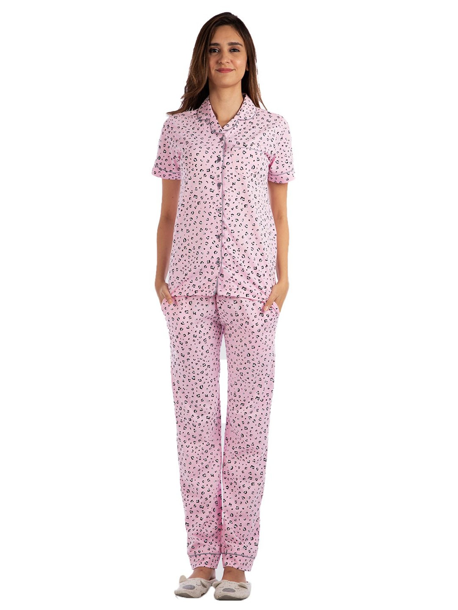 Nite Flite Pink Printed Shirt With Pyjamas