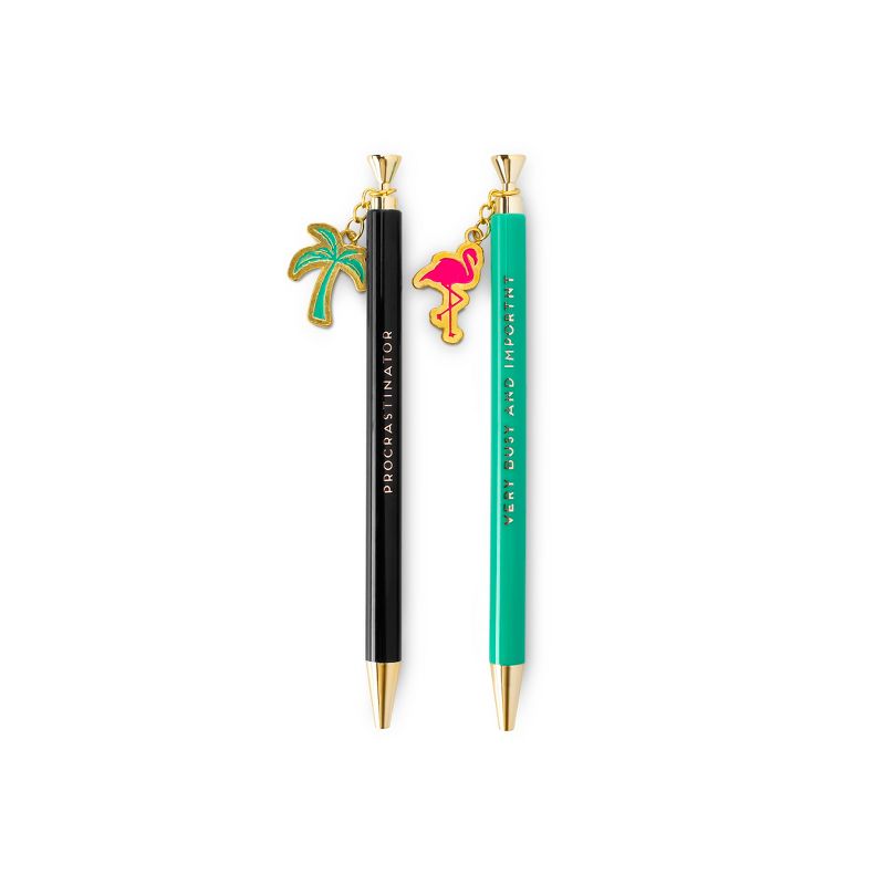 Dabney Lee Set of 2 Flamingo/Palm Pen Set