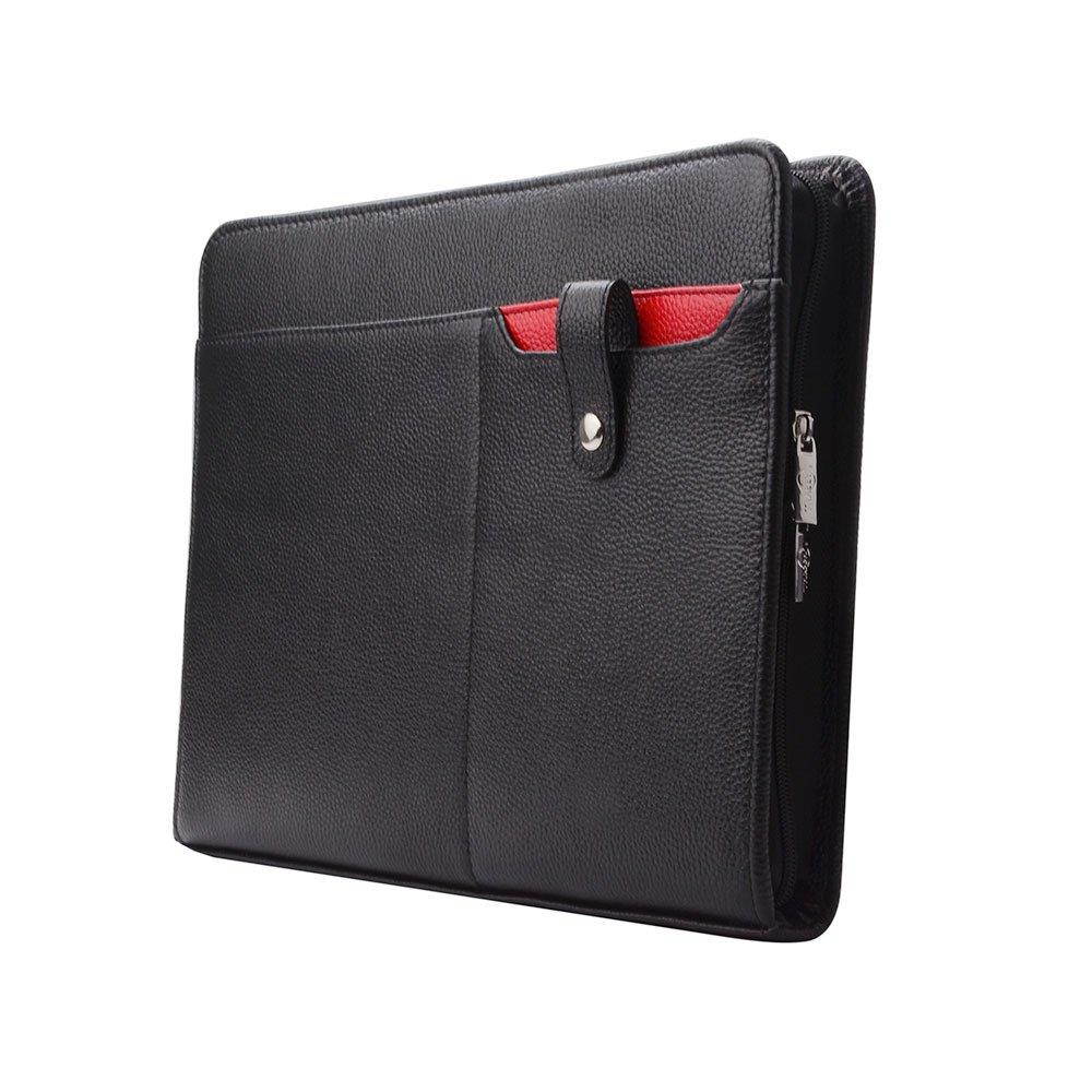 iCarryAlls Genuine Leather Portfolio Organizer Padfolio for New Surface Go, A4 Portfolio for Notepad,Black