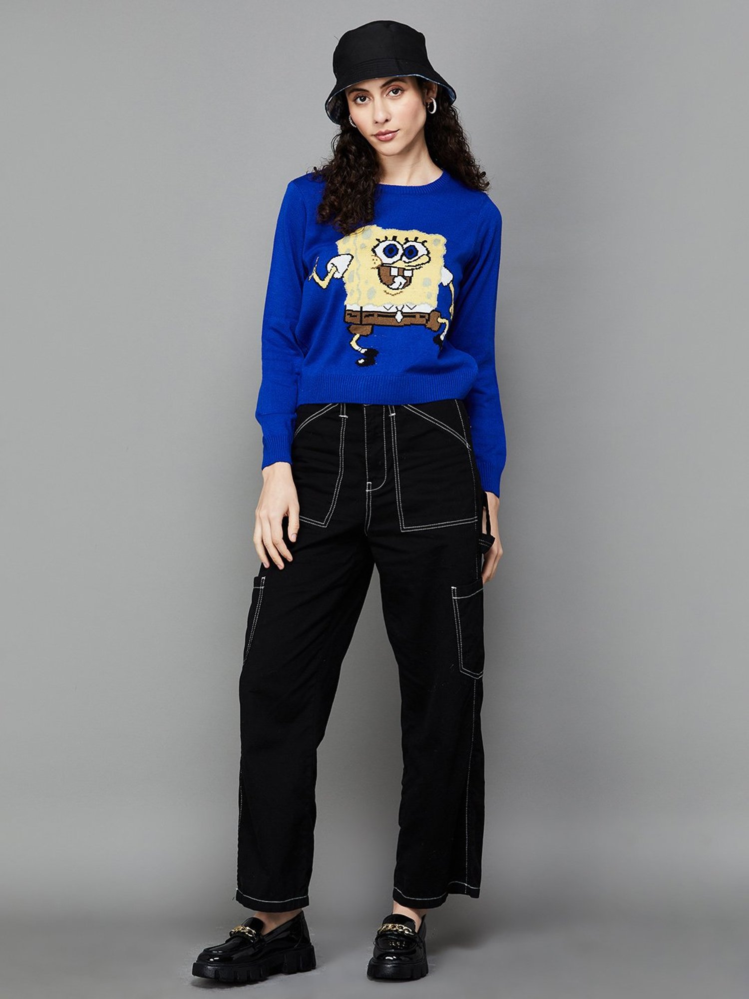 Ginger by Lifestyle Blue Printed Sweater