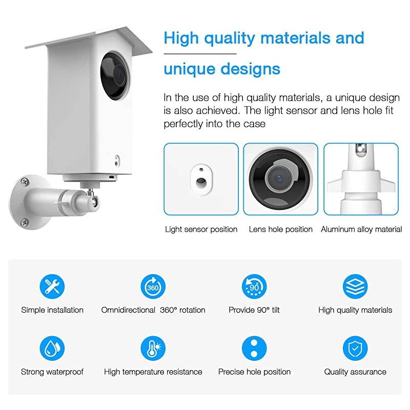 Mount for Wyze Cam Pan Wyze Cam Pan Protective Case and Metal Mount Bracket for Indoor and Outdoor Protection White