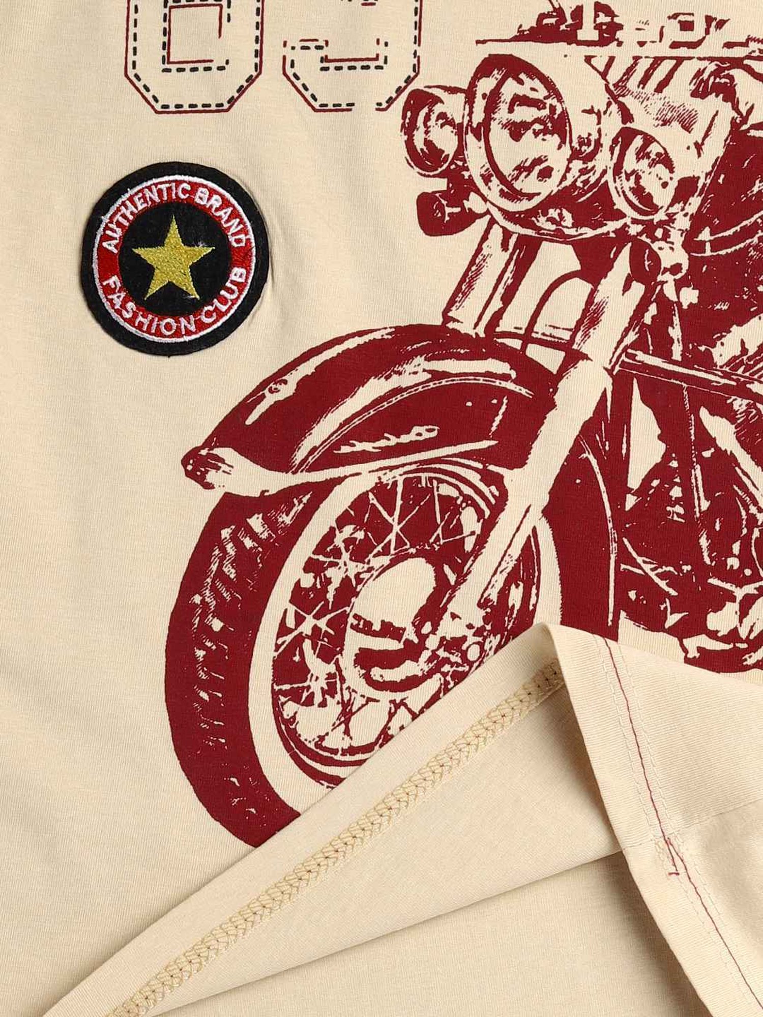 Todd N Teen Kids Printed Beige & Maroon T-Shirt with Trackpants