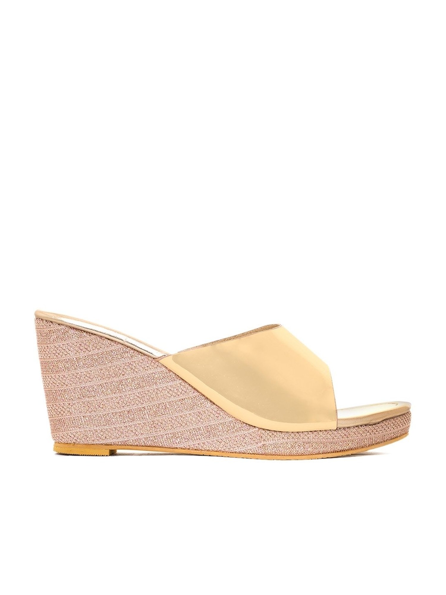 Khadim Women's Gold Casual Wedges