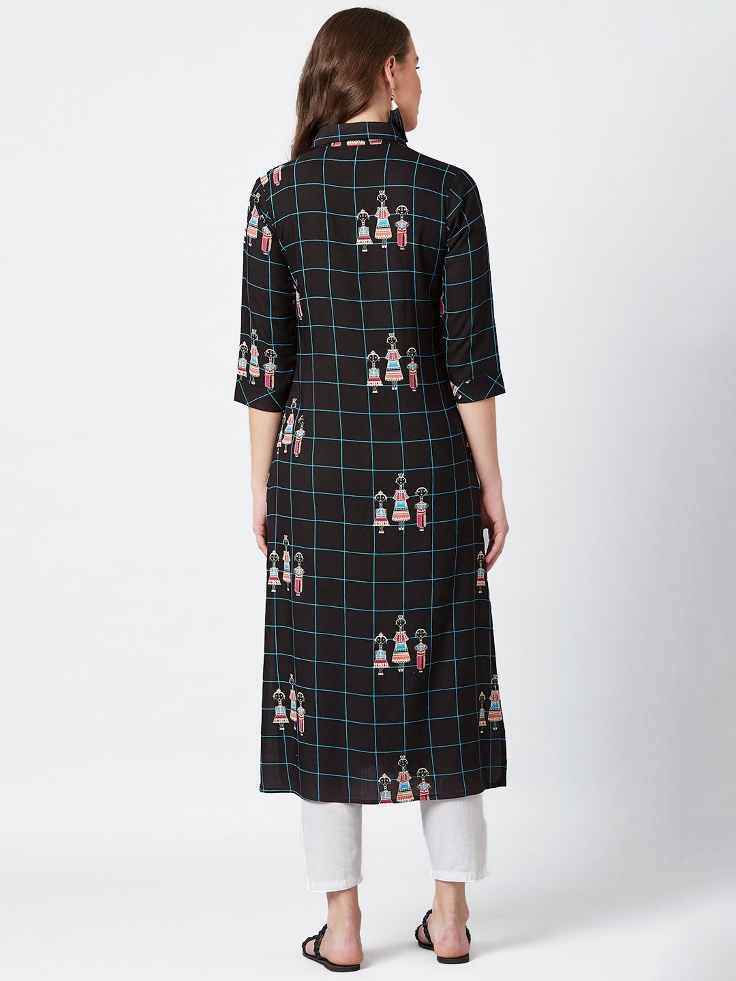 PANIT Black Printed Straight Kurta