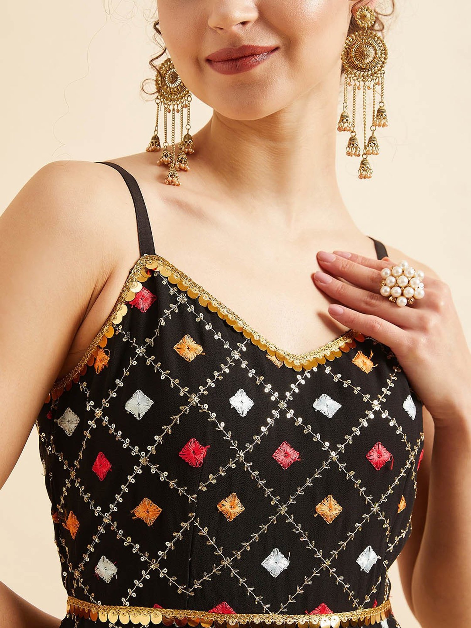 PANIT Black Embroiderd Ethnic Dress