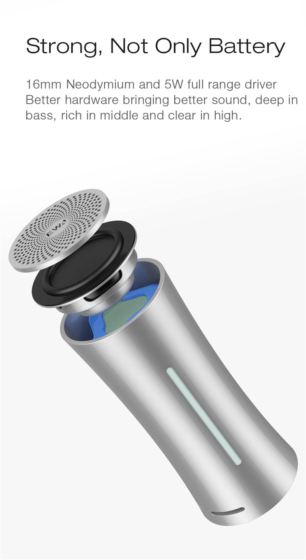 EWA A115 Super Battery 105-hours Playtime Bluetooth Speaker Built-in 6000mAh Rechargeable Battery Great Sound & Bass Handy with Small Bag (Gold)