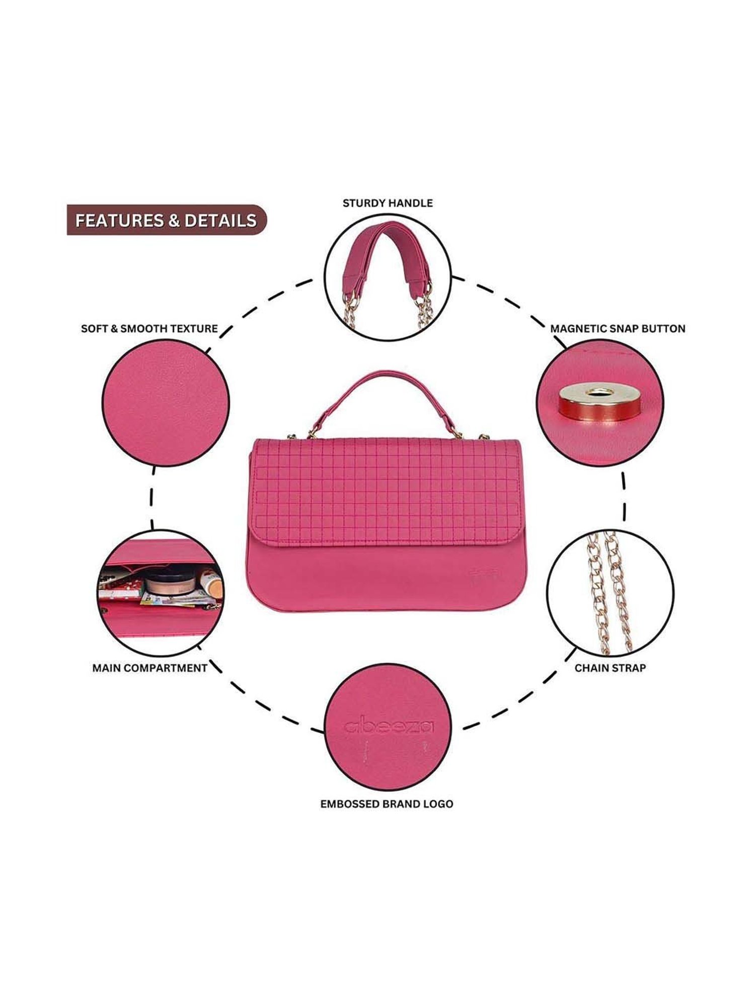 Abeeza Pink Quilted Small Sling Handbag