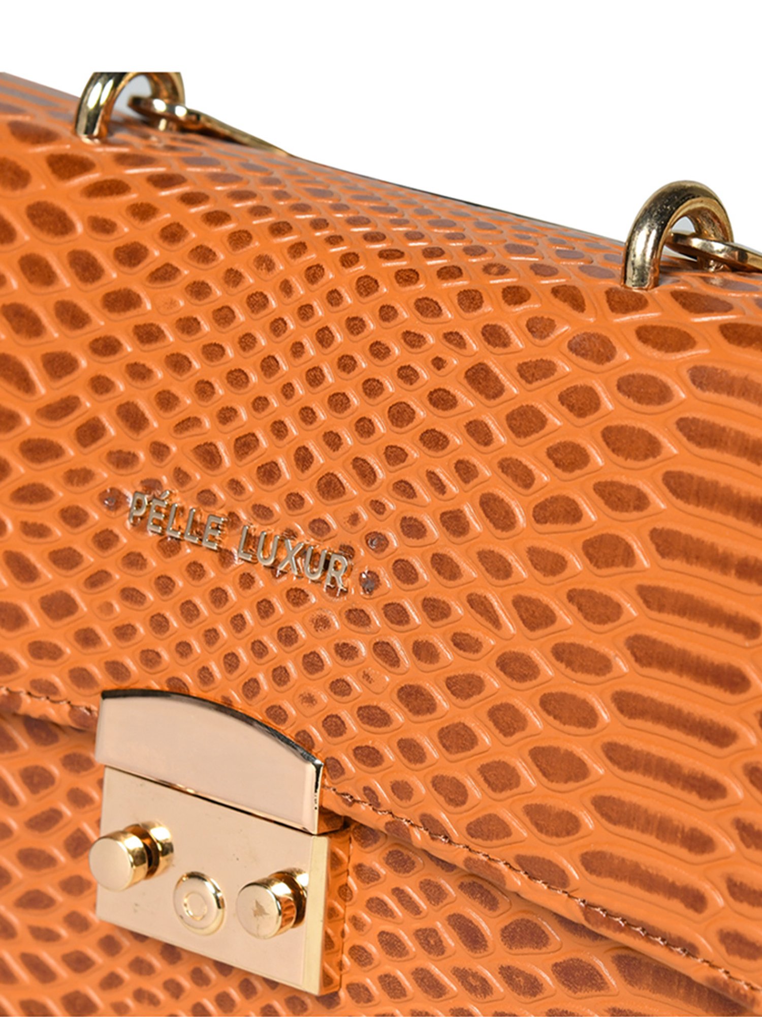 PELLE LUXUR Cognac Brown Animal Effect Small Cross Body Bag