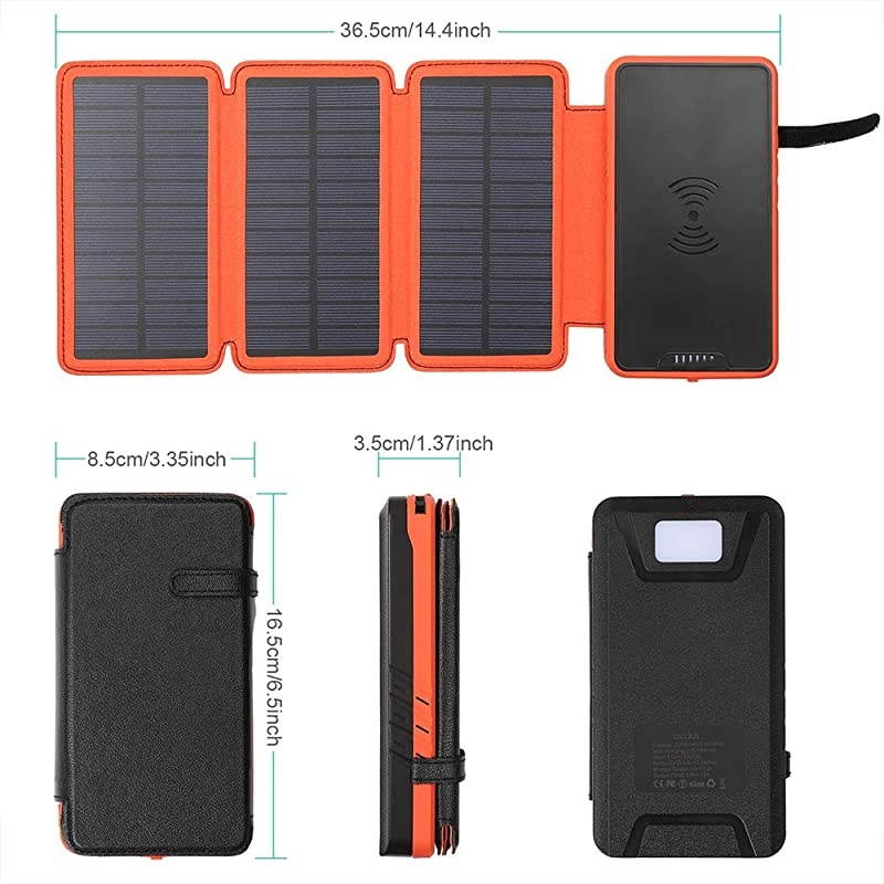 Power Bank,Portable Charger,Qi Wireless Charger 20000mAh with Dual 2.1A USB Outport,Waterproof External Battery Pack with Flashlight for iPhone,ipad, Cell Phone,More(Shockproof&Dustproof)