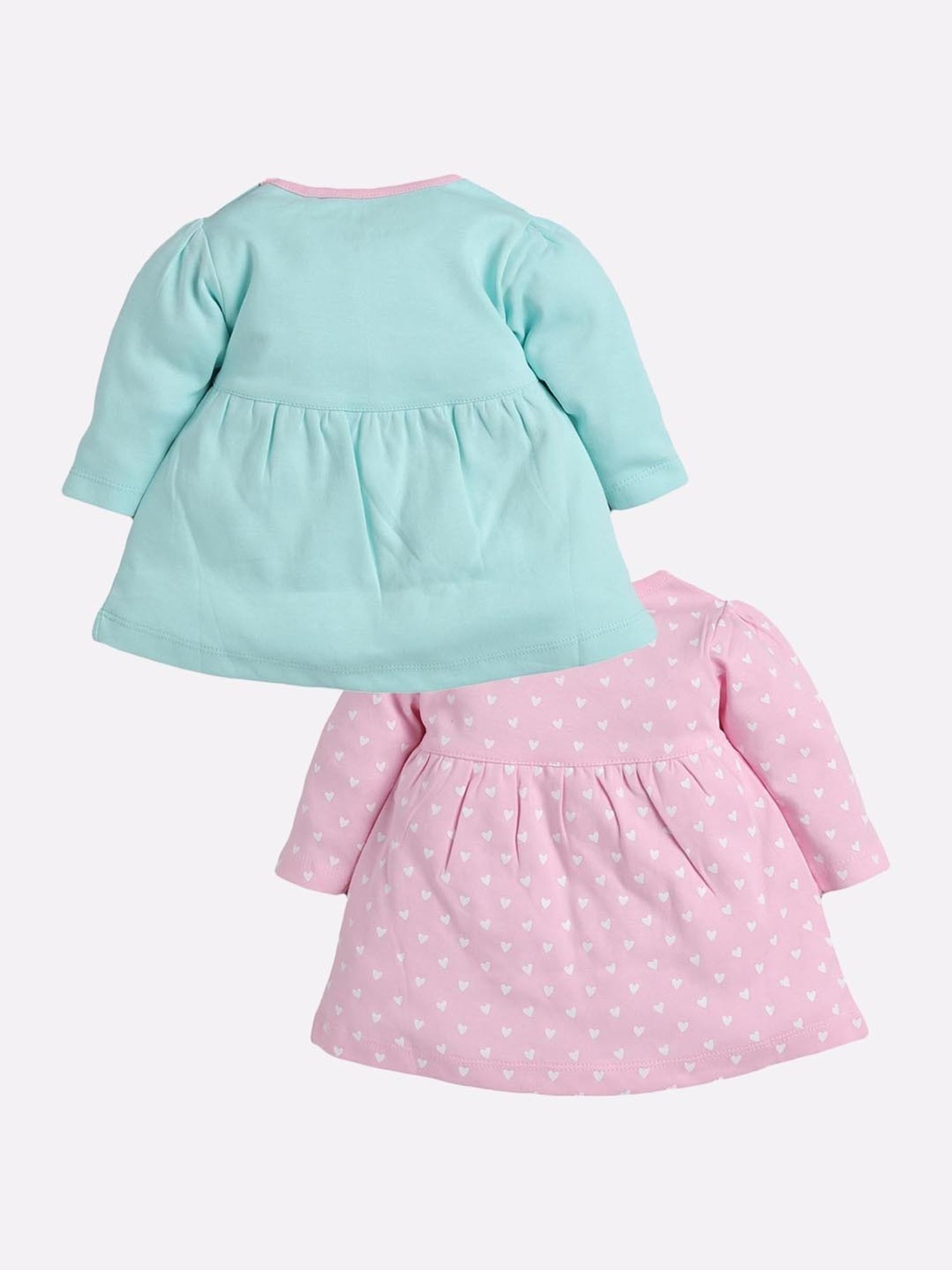 Baby Go Kids Pink & Blue Printed Dresses (Pack Of 2)