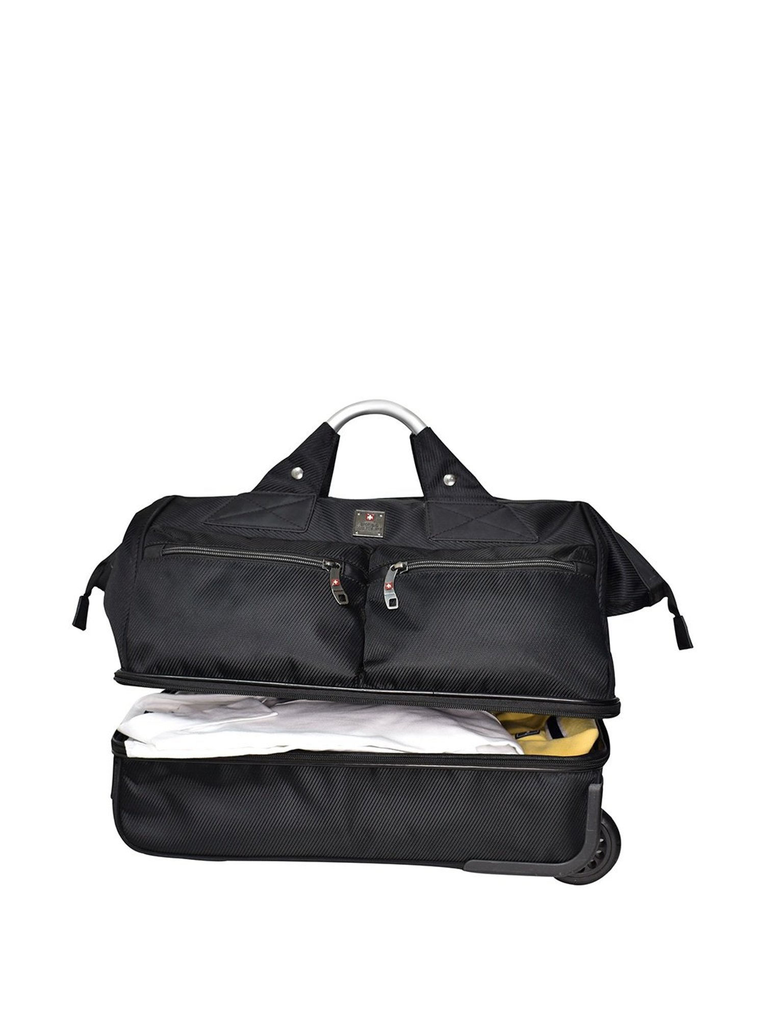 Swiss Military Black 2 Wheels Medium Duffle Trolley Bag - 45 cm