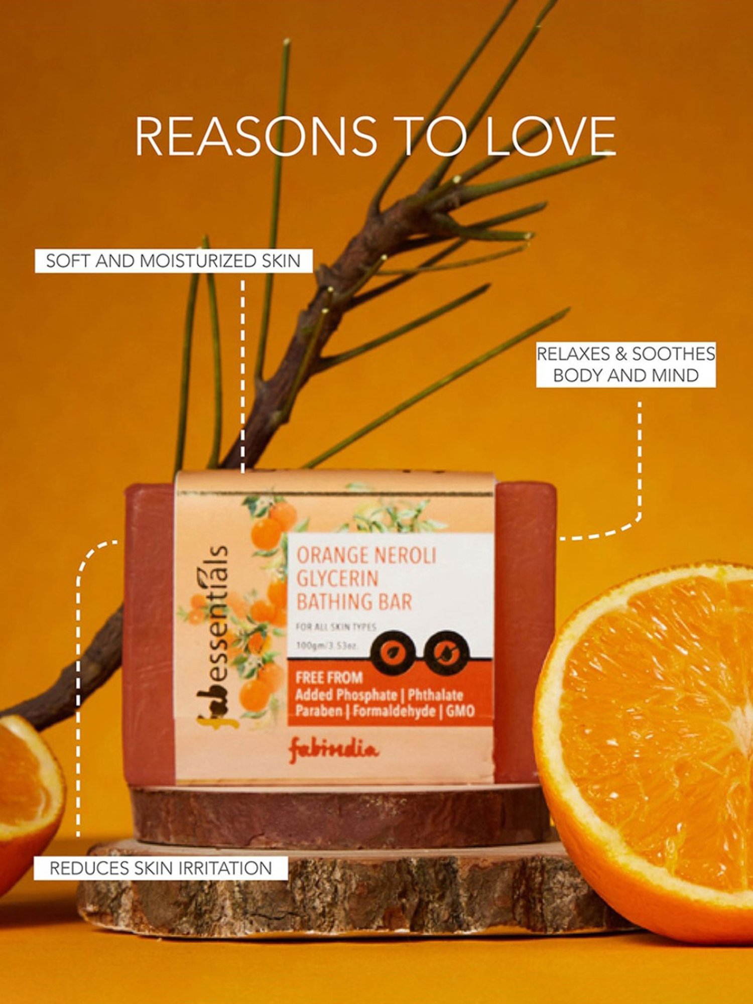 Fabessentials Orange Neroli Glycerin Bathing Bar - 100 gm