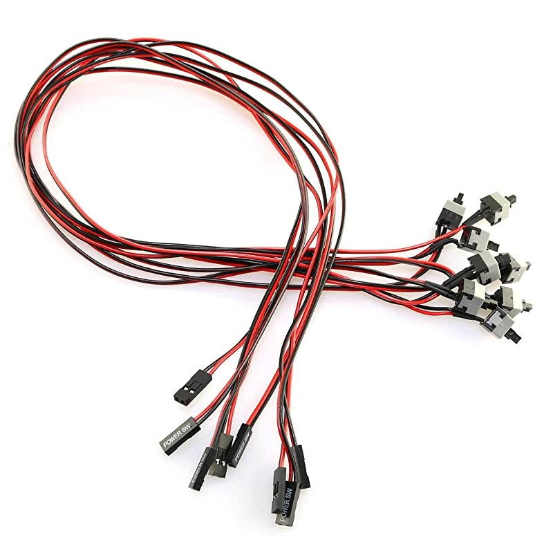 10Pack 50cm PC Power Switch Cable Button ATX Desktop Computer Case Motherboard OnOff Reset Switch Line Restarting Power SW Wire 2Pin