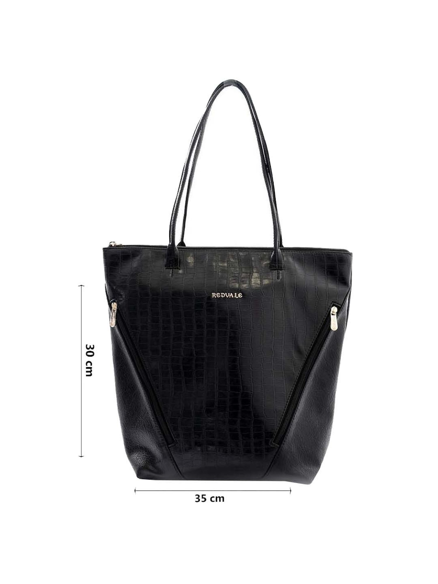 REDVALE Black Textured Large Tote Handbag