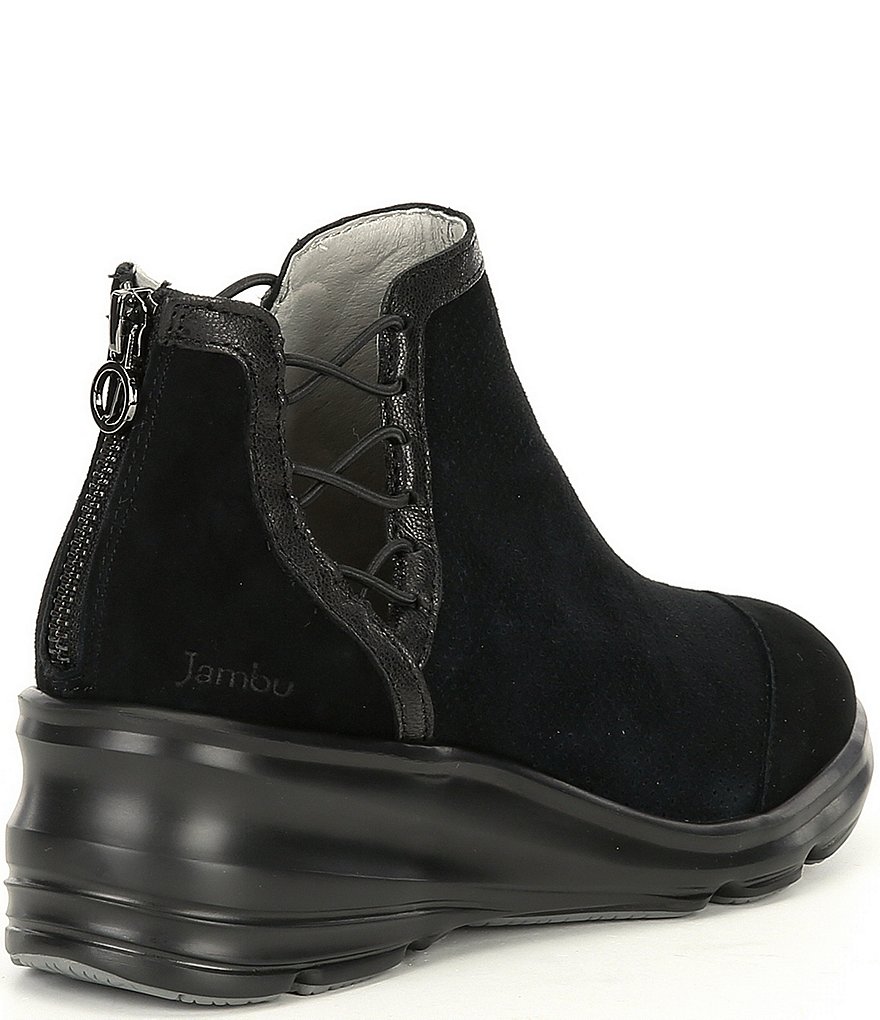 Jambu Naomi Lace-Up Side Detail Suede Wedge Booties