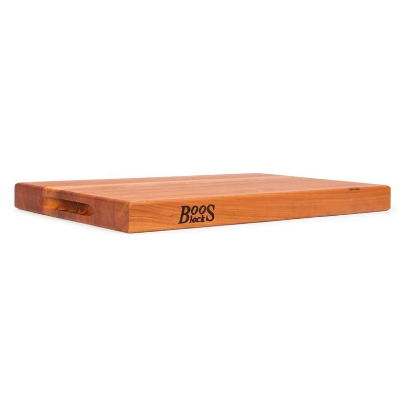 John Boos Reversible 18 x 12 Inch Cherry Wood Cutting Board Block Bundle with 3 Piece Wood Cutting Board Care and Maintenance Set