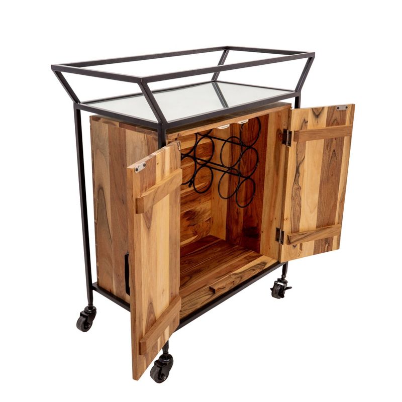 Flash Furniture Castleberry Rustic Wood Grain and Iron Kitchen Serving and Bar Cart