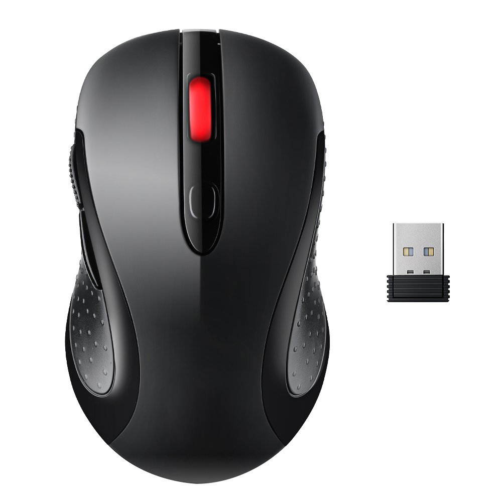 2.4G Wireless Mouse Wireless Optical Laptop Mouse with USB Nano Receiver, 6 Buttons,5 Adjustable DPI Levels,15 Months Battery Life, Ideal for Work