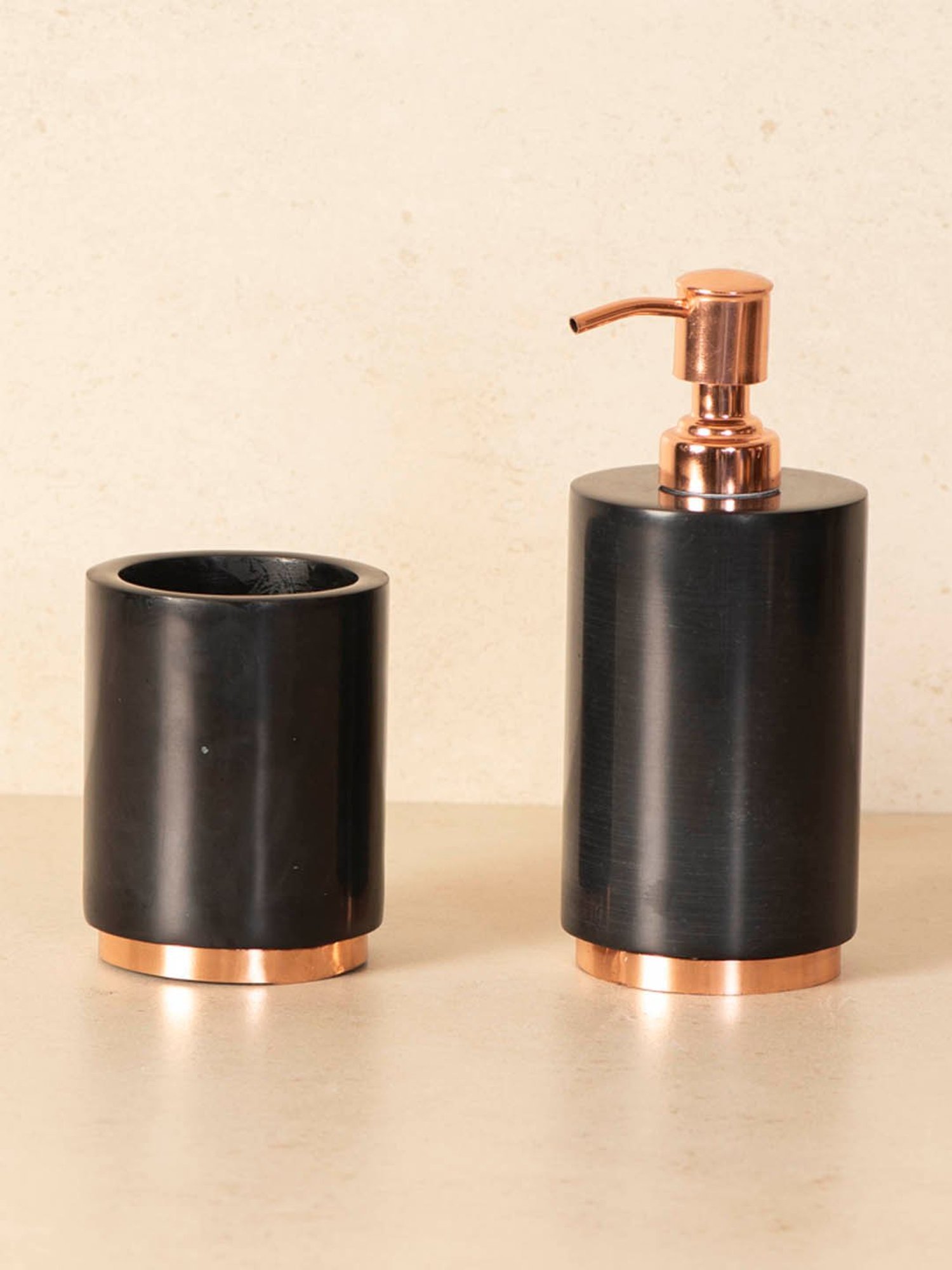 THE DECOR REMEDY Black & Gold Marble Bath Accessory Set