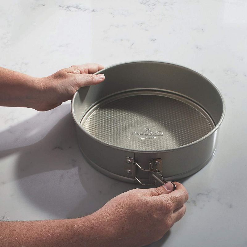 Paderno Professional Springform 9 Inch Nonstick Form Mold Pan Dish with Removable Bottom for Cheesecake, Cake, or Pie Kitchen Oven Baking (Aluminum)