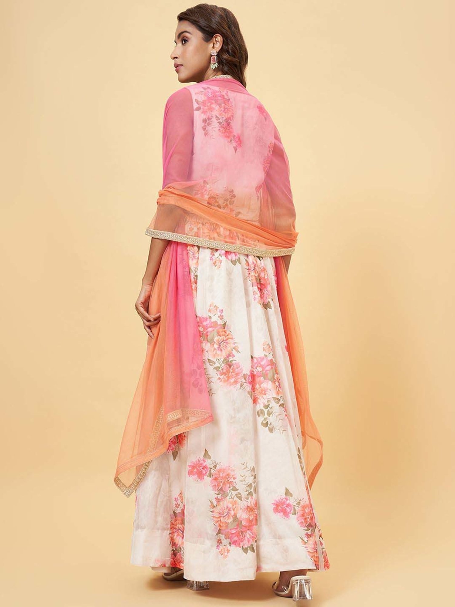 Rangmanch by Pantaloons White Printed Lehenga Choli Set With Dupatta