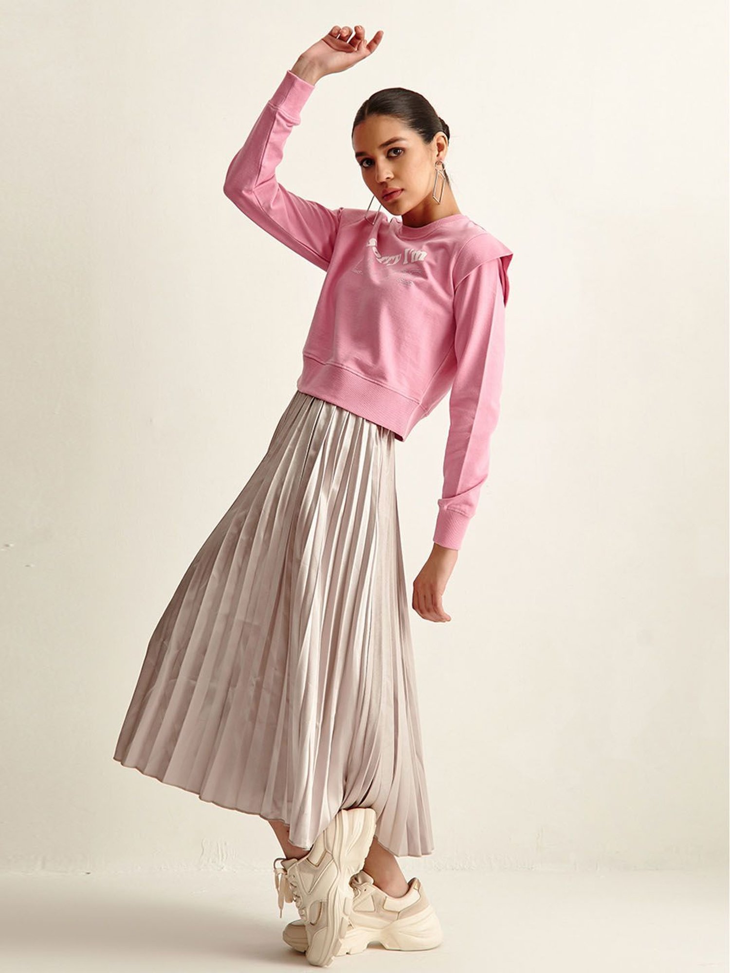 Cover Story Pink Cotton Graphic Print Sweater