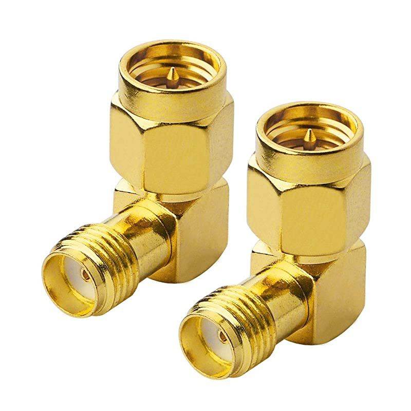 Male to Female Right Angle 90-Degree Adapter Gold Plated Contacts Pack of 2