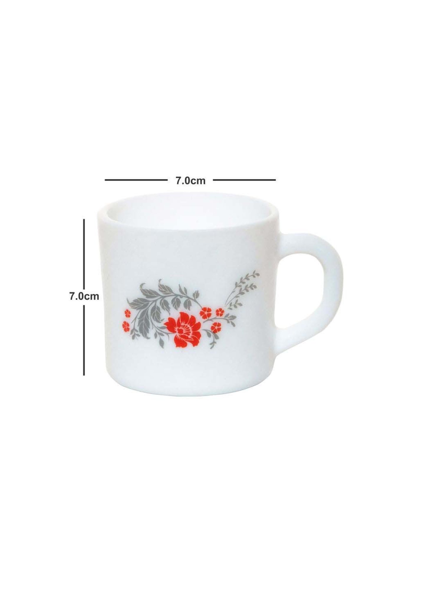 Cello Dazzle Stella White & Red Glass Coffee Mug (0.18 L) - Set of 12