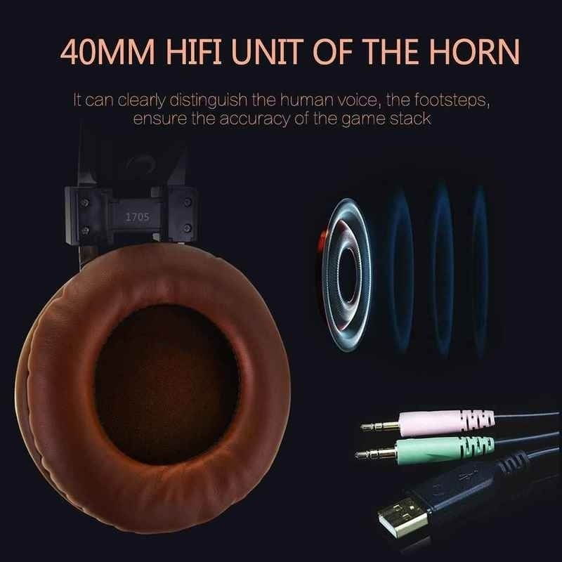 Stereo Earphone Over-ear Surround Earbud LED Light Hi-Fi Headphone with Microphone Computer Game Headset