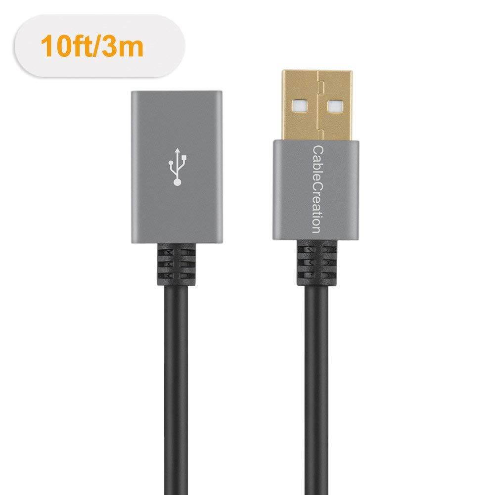 CableCreation 10FT USB 2.0 Extension Cable, USB A Male to Female extension lead for Gamepad, Flash Drive, Mouse, Keyboard, Printer, Scanner, Card Reader, 3 Meters, Black