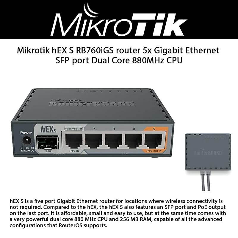 hEX S Gigabit Ethernet Router with SFP Port RB760iGS