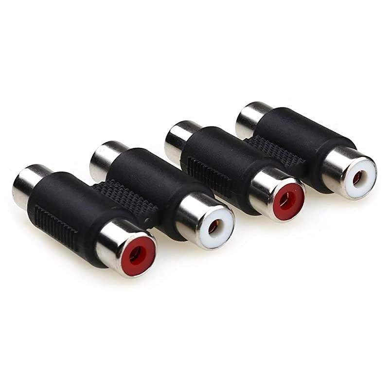 2PCS  Dual Female to Female RCA Jack Extension Cable Adapter Coupler Connector
