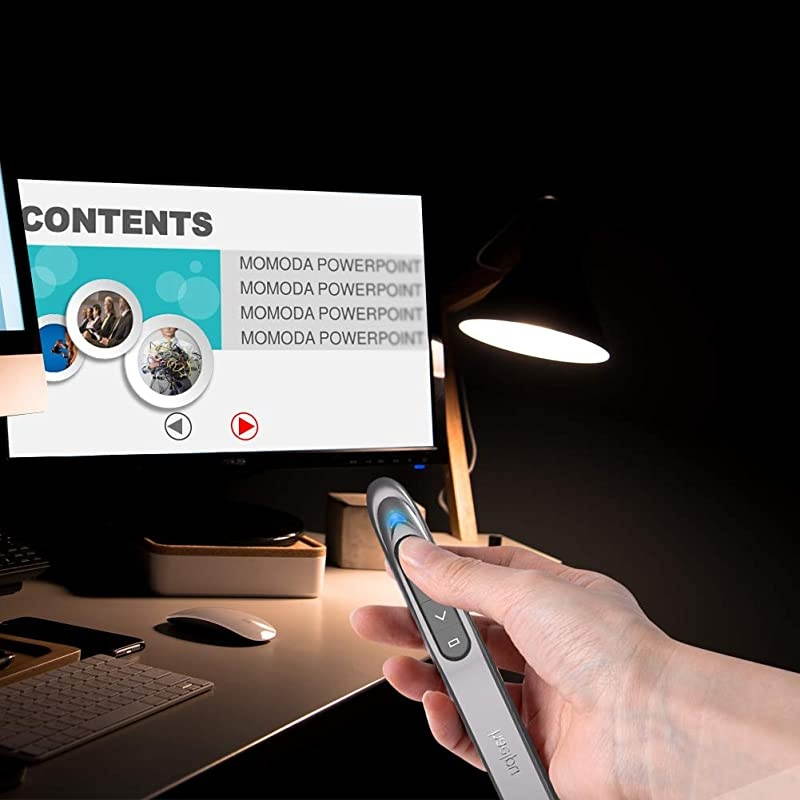 Wireless Presenter Pointer RF 24GHz Presentation Remote 200Ft Wireless Range PowerPoint Clicker Compatible PC Laptops Tablets Metallic Coating