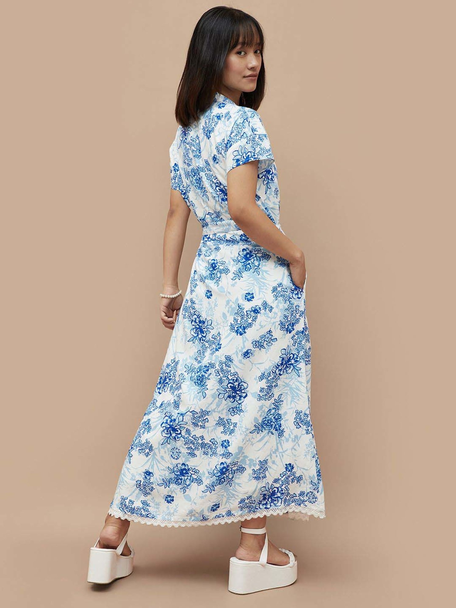 Colour Me by Melange White Printed Maxi Dress