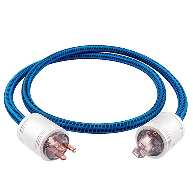 JIB  Blueberry Series 4N OFC Power Cord Male to Female Power CableUS Plug for Subwoofer Amplifier DVAV 32ft1M