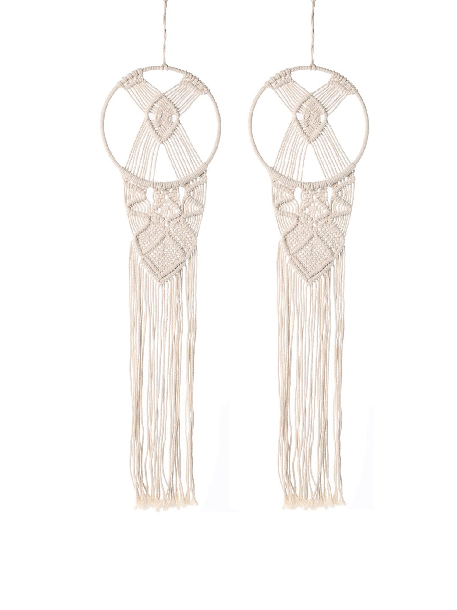 Homesake White Fabric Large Wall Hanging Dream Catcher - Set of 2
