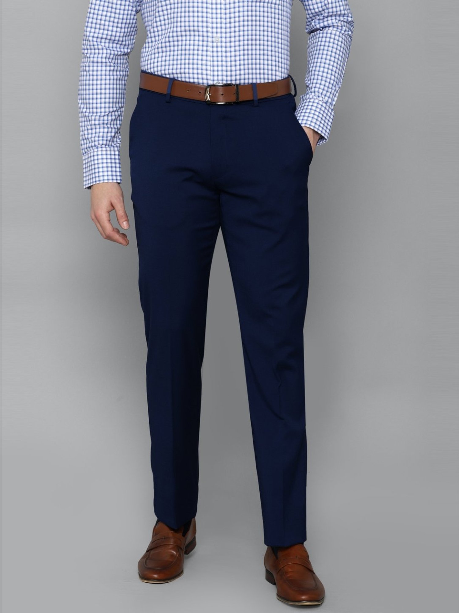 Louis Philippe Permapress Navy Regular Fit Trousers