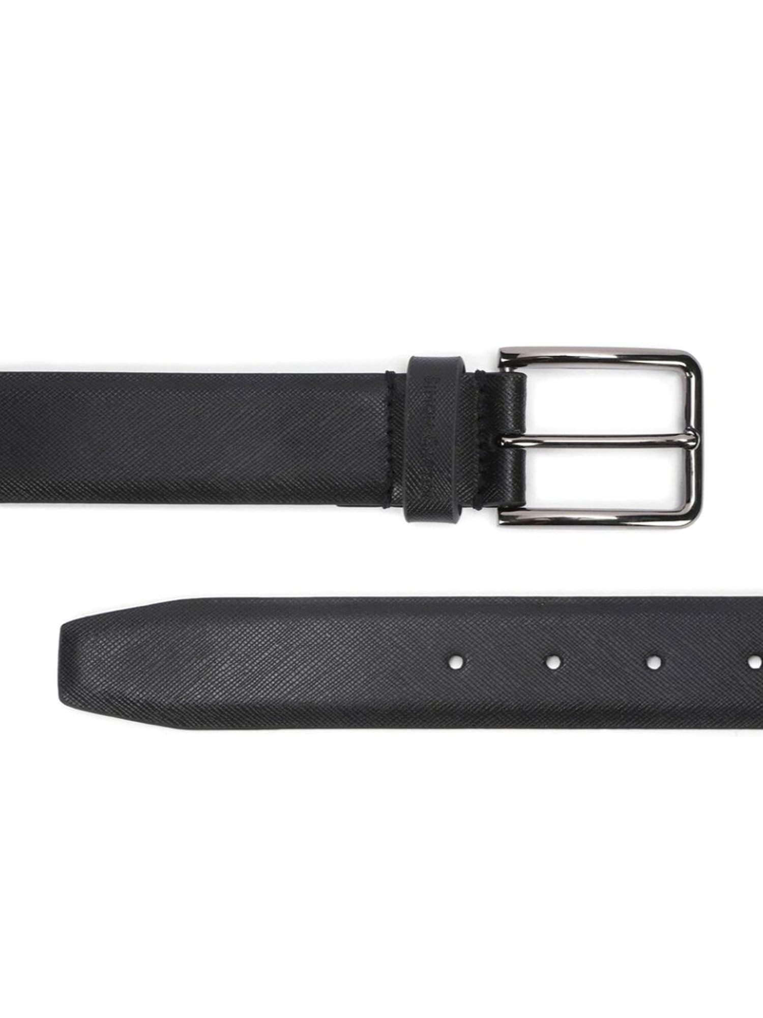Simon Carter Black Leather Textured Formal Belt for Men
