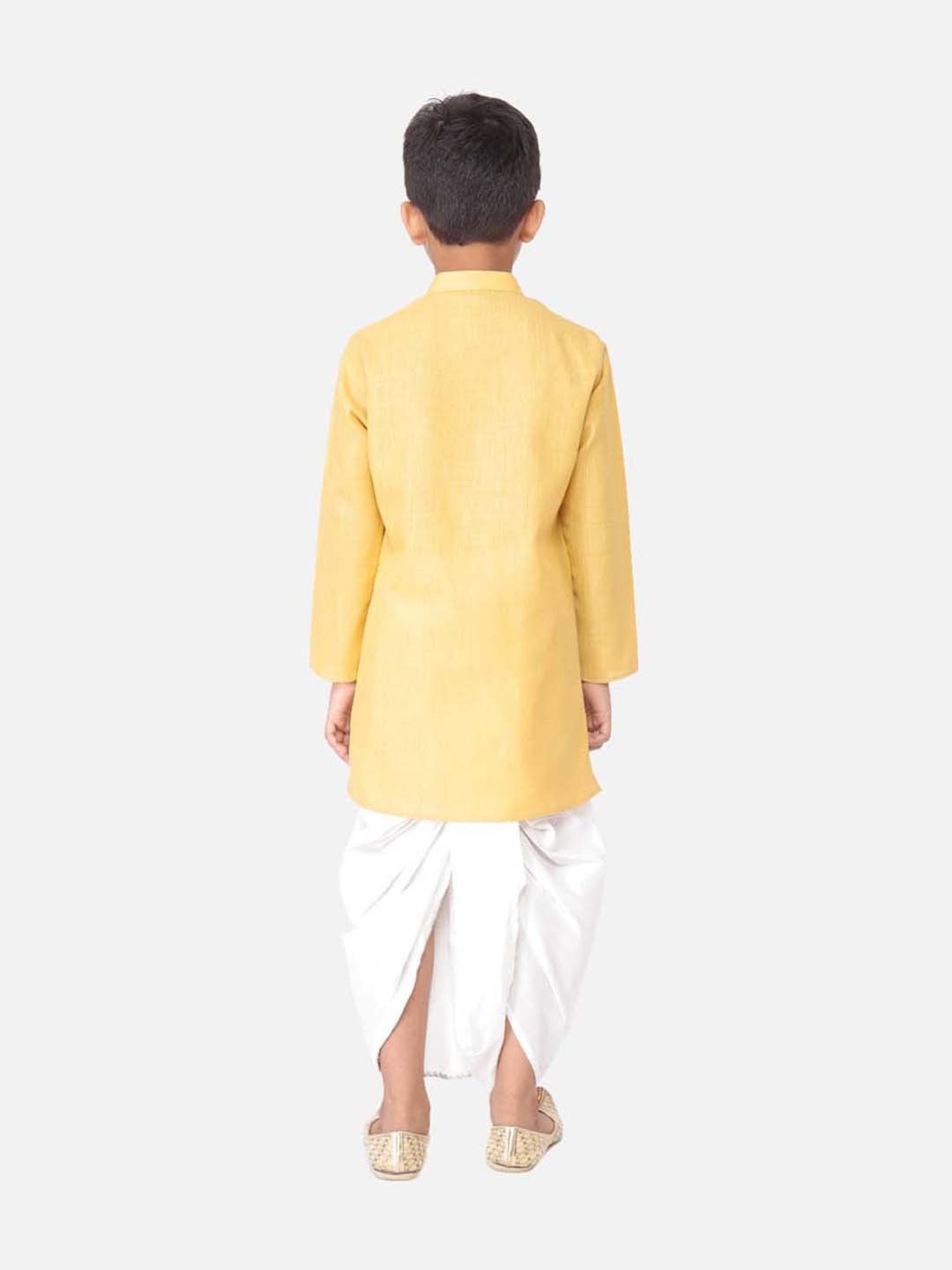 TABARD Kids Yellow & White Cotton Regular Fit Kurta Set