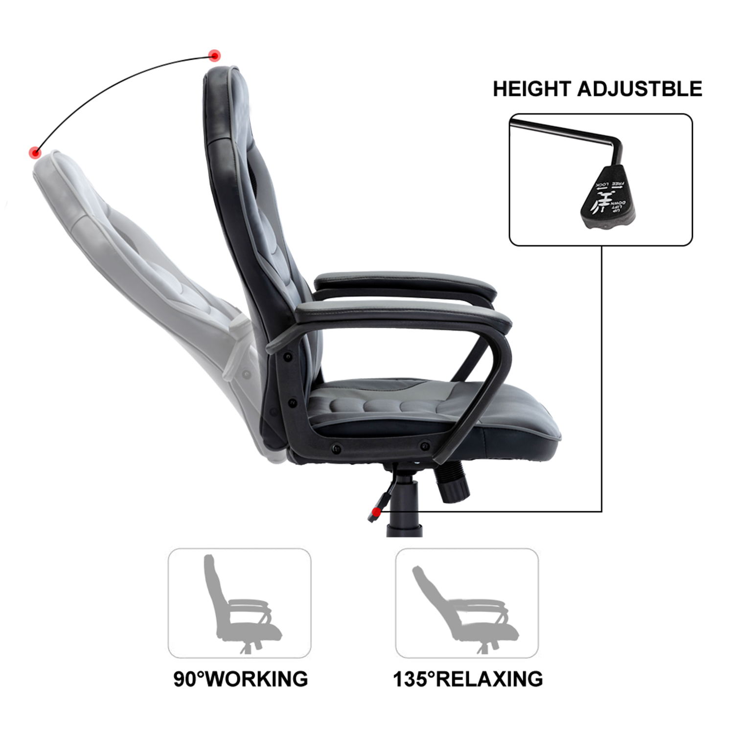 Gaming Chair Ergonomic Leather Recliner Racing Computer Chair High Back Adjustable Swivel Executive office Desk Chair E-Sport Video Game Chair with Lumbar Support