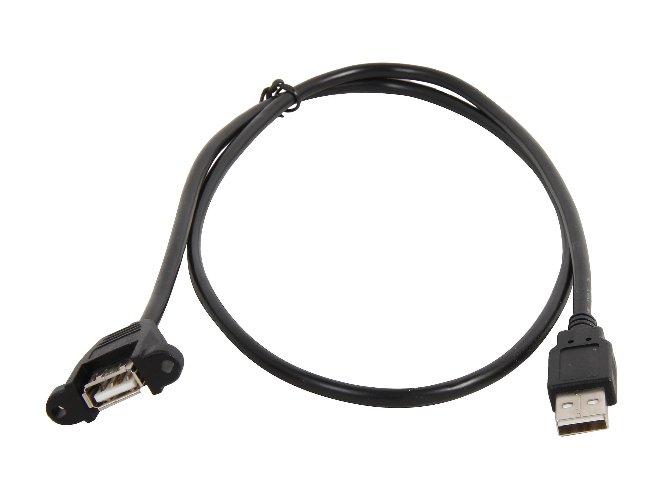 C2G 28064 Panel-Mount USB 2.0 A Male to A Female Cable, Black (3 Feet, 0.91 Meters)