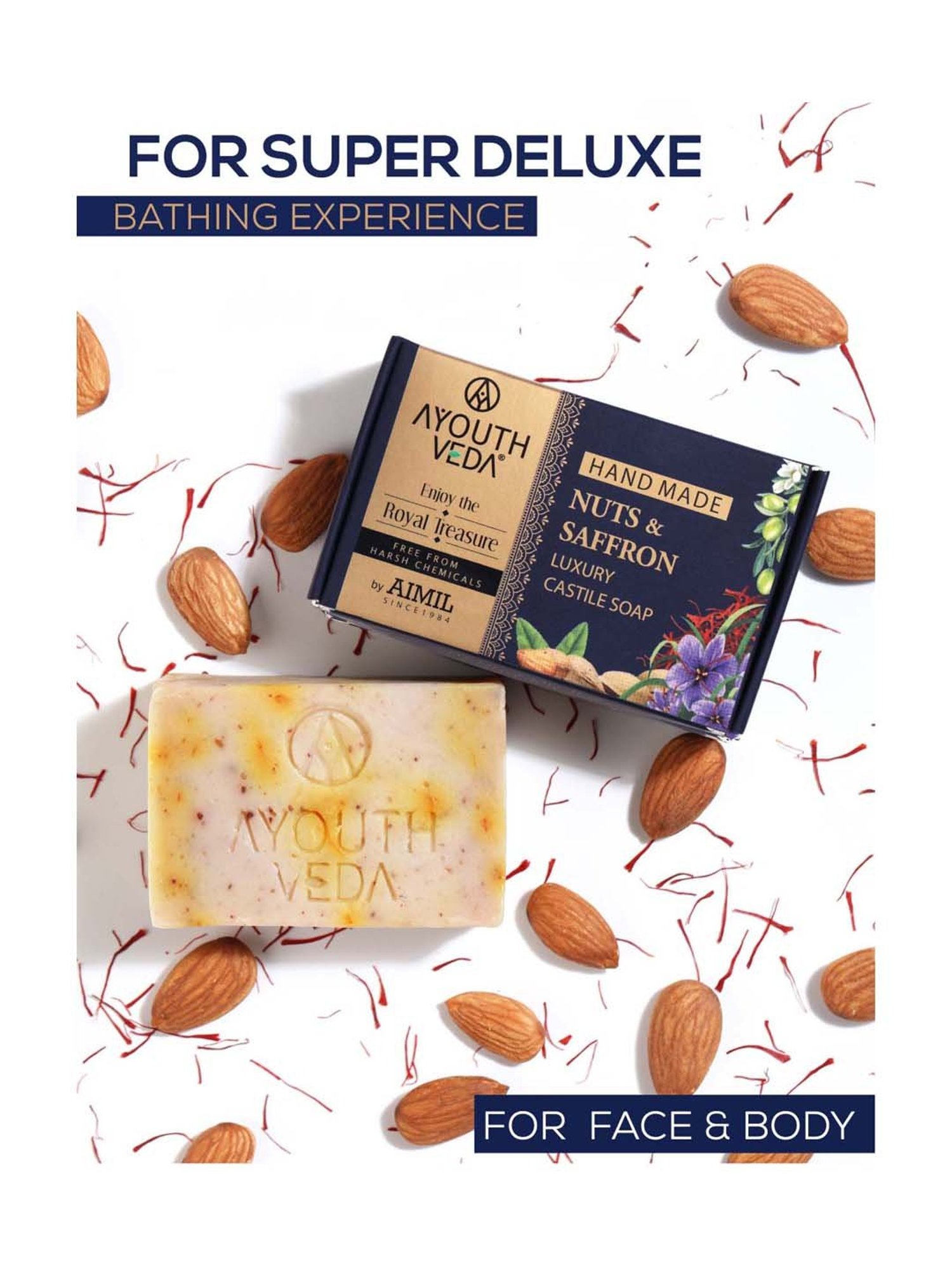 AyouthVeda Nuts & Saffron Luxury Castile Soap - 100 gm