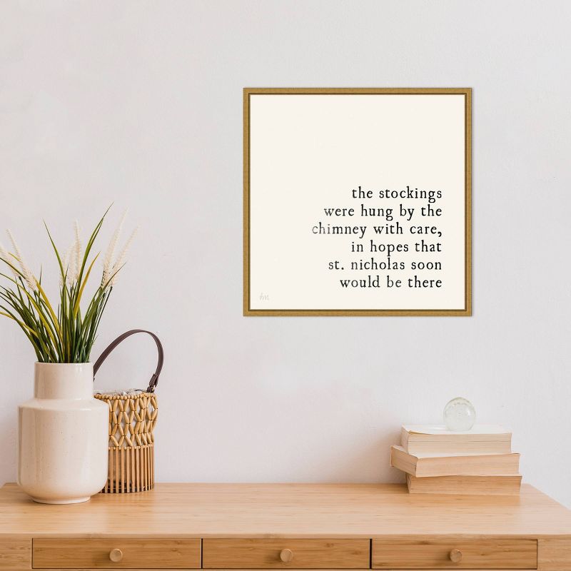 16" x 16" Simple Christmas II Cream by Laura Marshall Framed Canvas Wall Art - Amanti Art