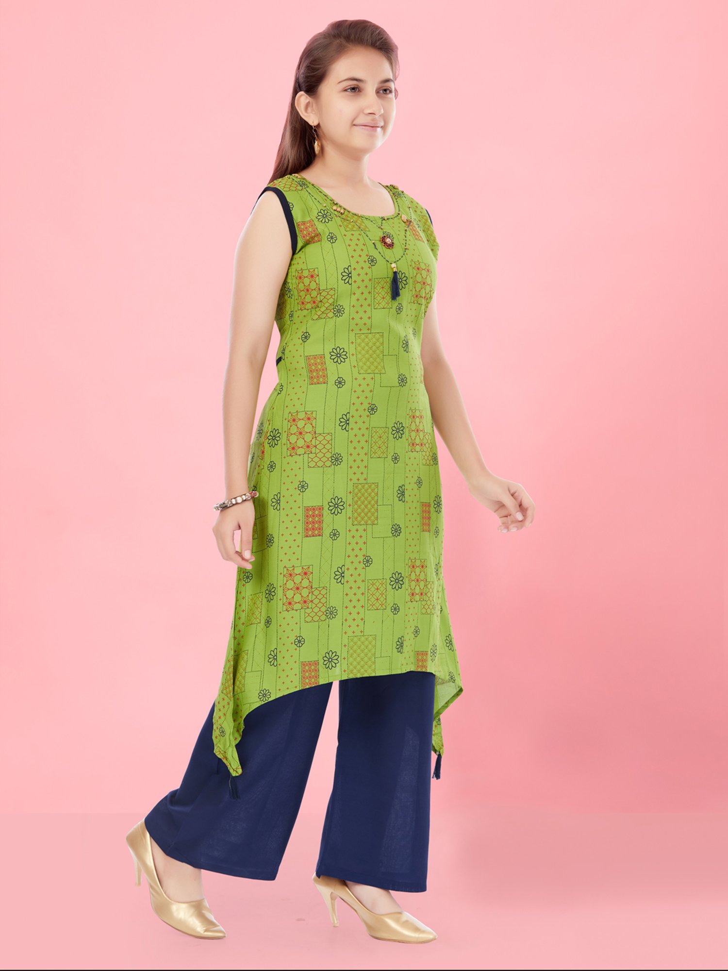 Aarika Kids Green Printed Kurta